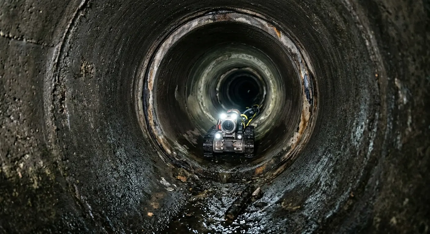 Robotic sewer camera inspecting pipe interior for Sewer Line Repair in Heathrow